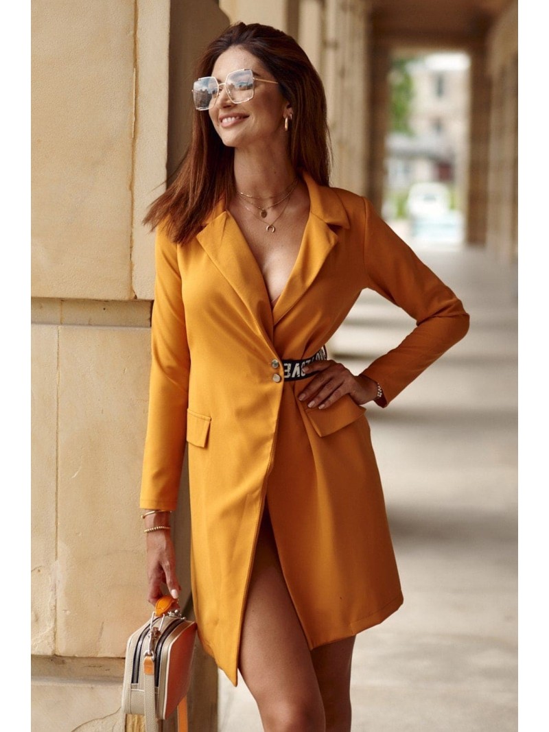 Long mustard jacket dress FG575 - Online store - Boutique